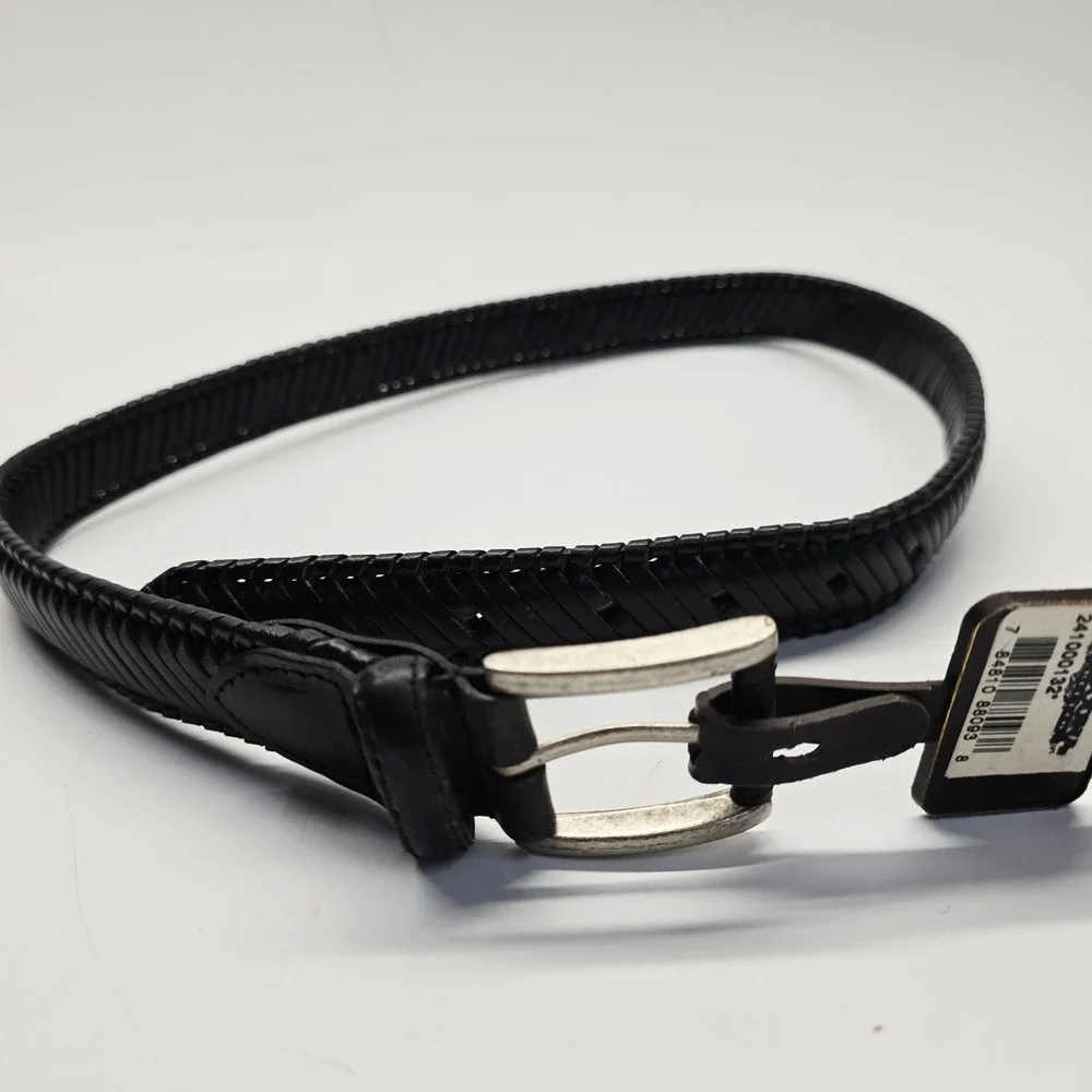 Nocona Belt Co. Woven Leather Belt Silver Buckle Western Style‎ Size 32 American